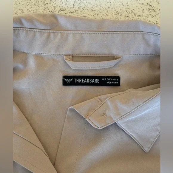 Threadbare cargo short sleeve shirt in stone - Picture 4 of 8